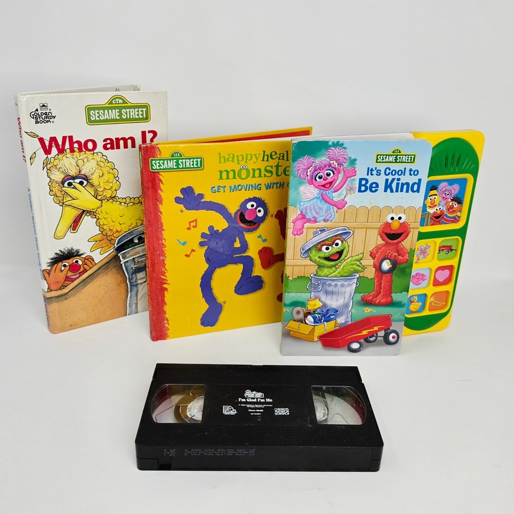 Sesame Street Lot 80s VHS WORKS 70s Board Book HB Book 2020 Sound Book WORKS